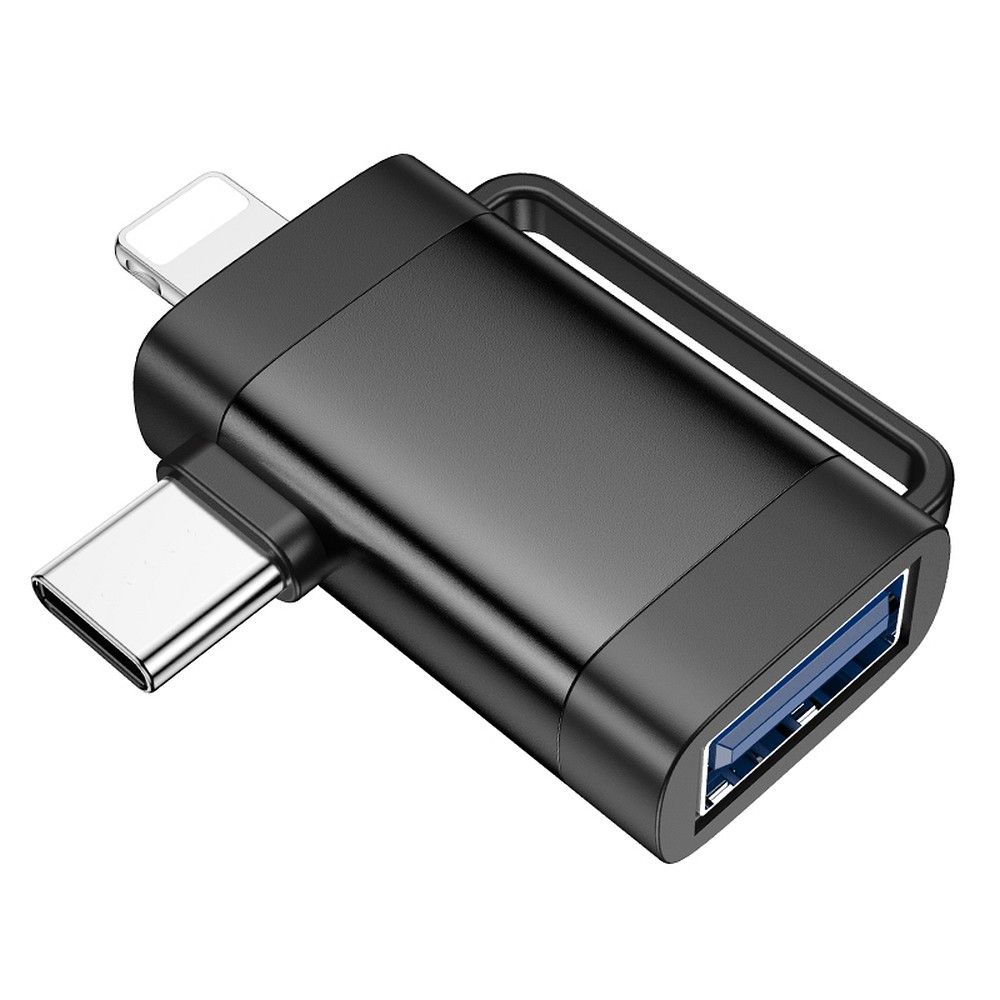 Adaptér OTG USB-C / Lightning - USB-A HOCO UA31F, Čierny