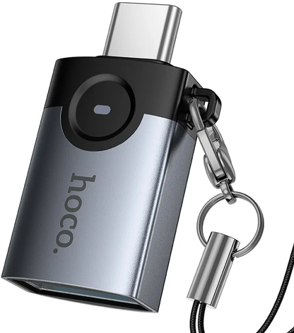 OTG adaptér USB-C - USB-A HOCO UA46C, sivý
