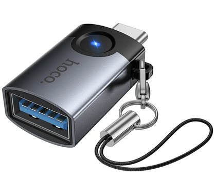 OTG adaptér USB-C - USB-A HOCO UA46C, sivý