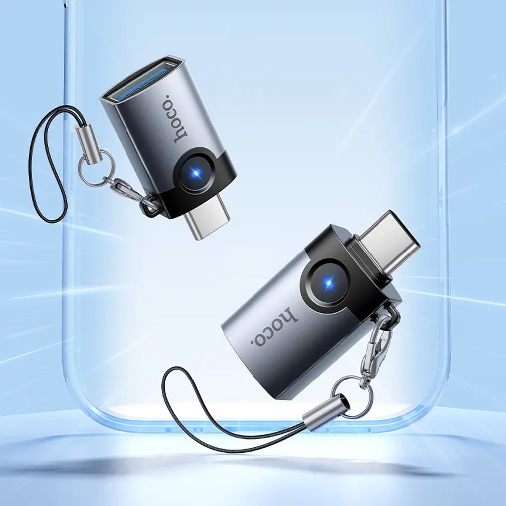 OTG adaptér USB-C - USB-A HOCO UA46C, sivý