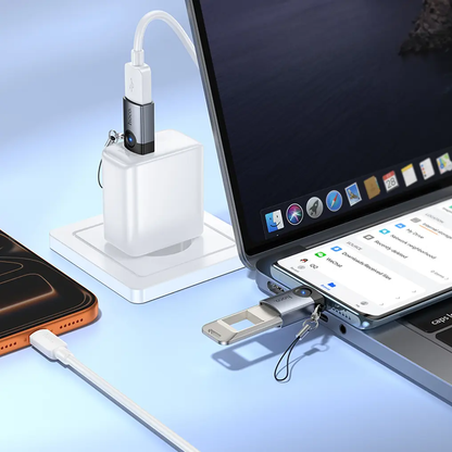OTG adaptér USB-C - USB-A HOCO UA46C, sivý