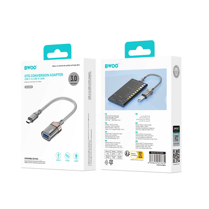 Adaptér OTG USB-C - USB-A BWOO BZ69, Sivý