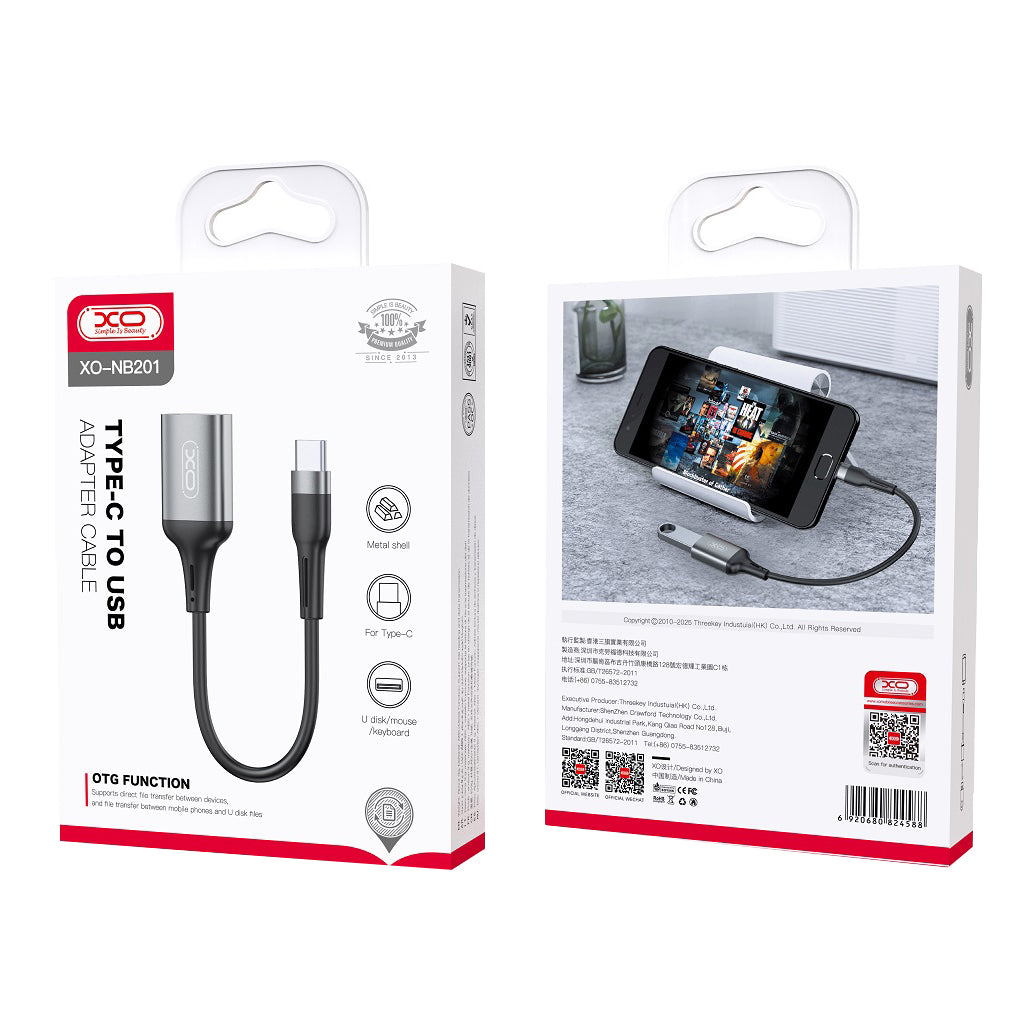 Adaptér OTG USB-C - USB-A XO Design NB201, Čierny