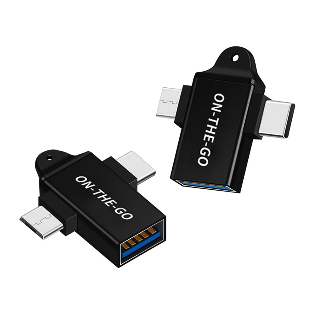 Adaptér OTG microUSB / USB-C - USB-A Techsuit A15 AluCoreX, čierny