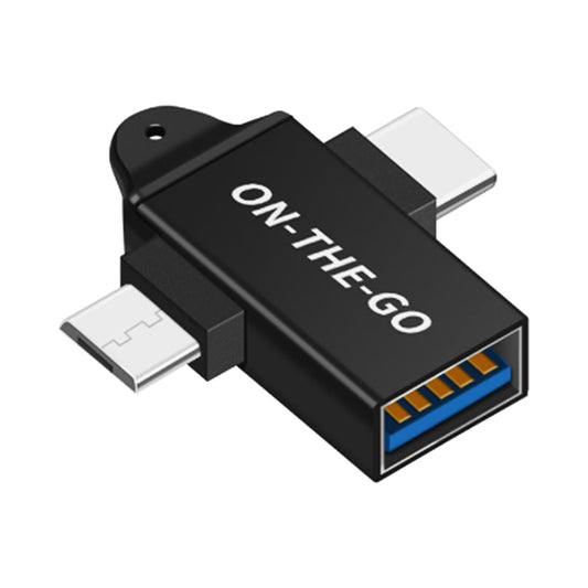 Adaptér OTG microUSB / USB-C - USB-A Techsuit A15 AluCoreX, čierny