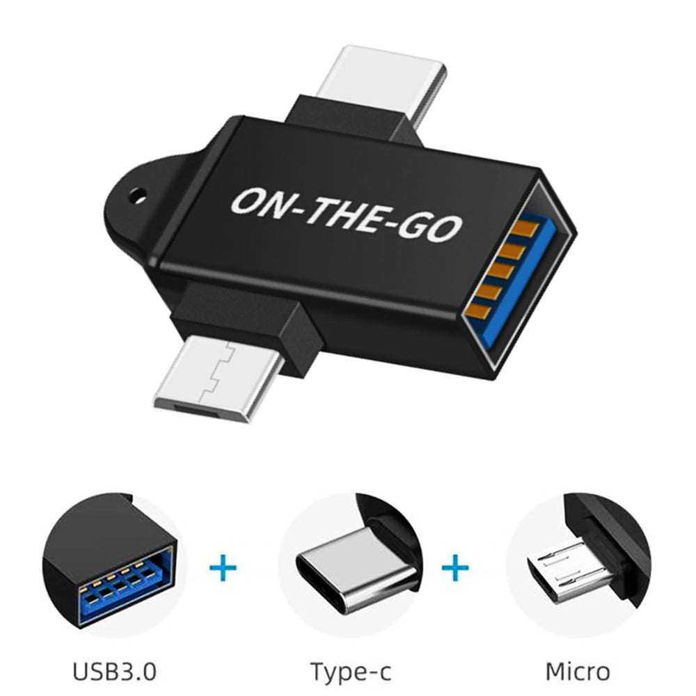 Adaptér OTG microUSB / USB-C - USB-A Techsuit A15 AluCoreX, čierny
