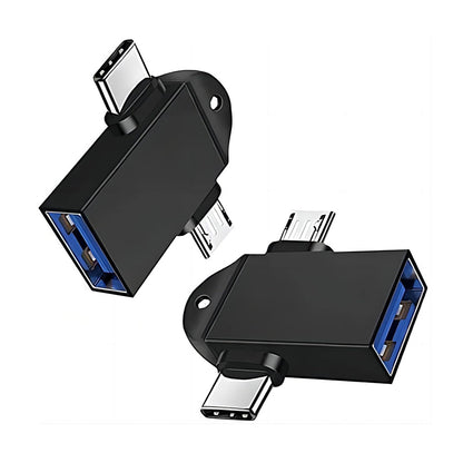 Adaptér OTG microUSB / USB-C - USB-A Techsuit A15 AluCoreX, čierny