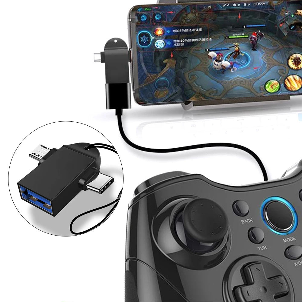 Adaptér OTG microUSB / USB-C - USB-A Techsuit A15 AluCoreX, čierny