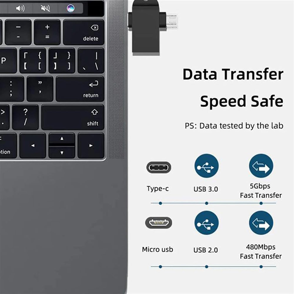 Adaptér OTG microUSB / USB-C - USB-A Techsuit A15 AluCoreX, čierny