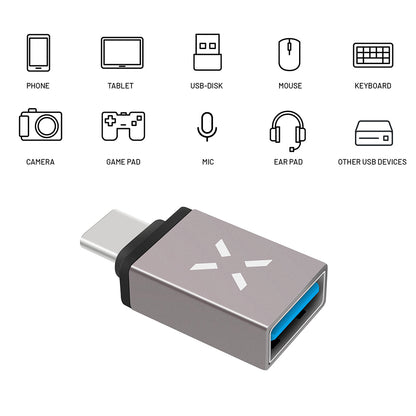 Adaptér OTG USB-C - USB-A Fixed, Sivý
