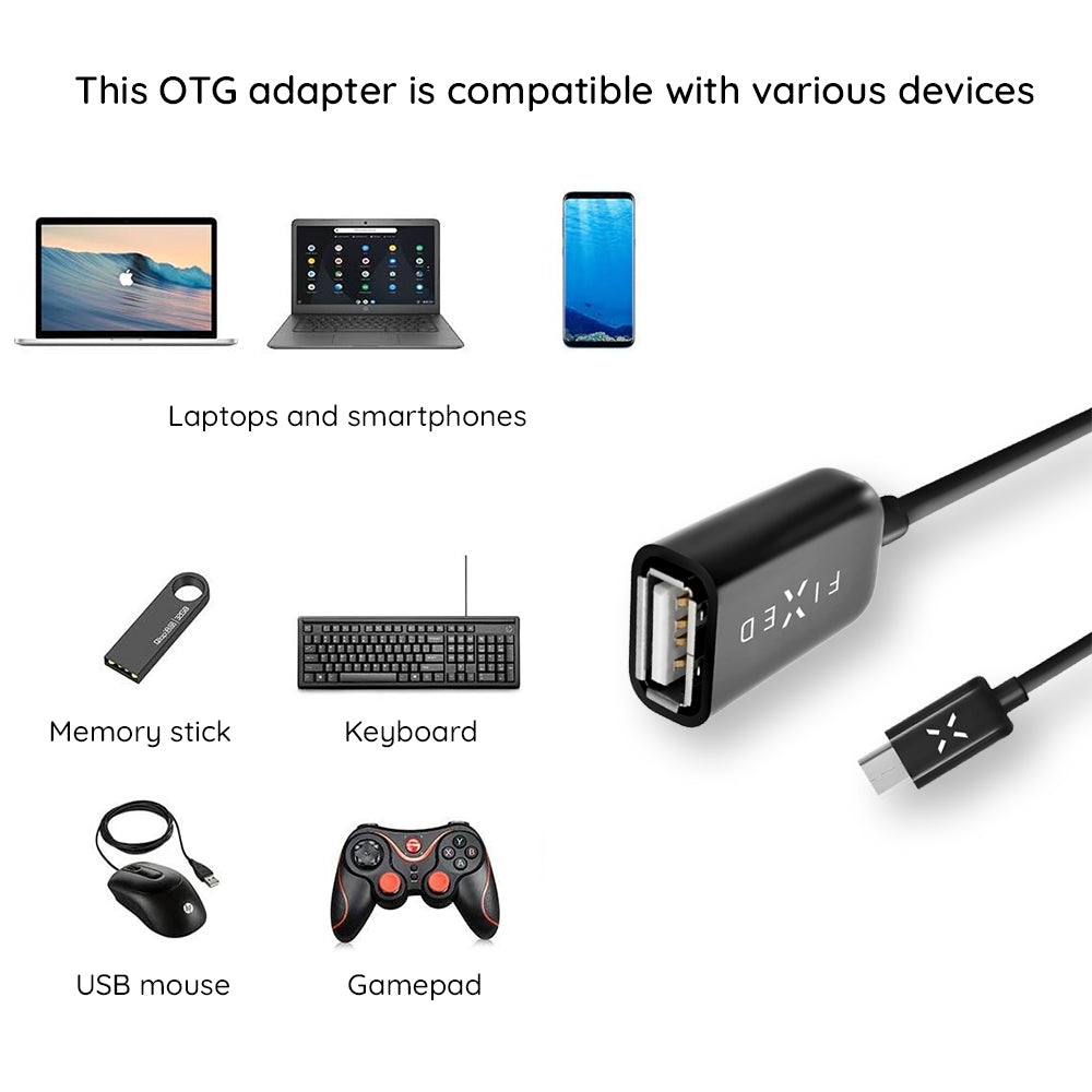 Adaptér OTG USB-C - USB-A Fixed, Čierny