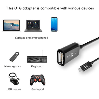 Adaptér OTG USB-C - USB-A Fixed, Čierny