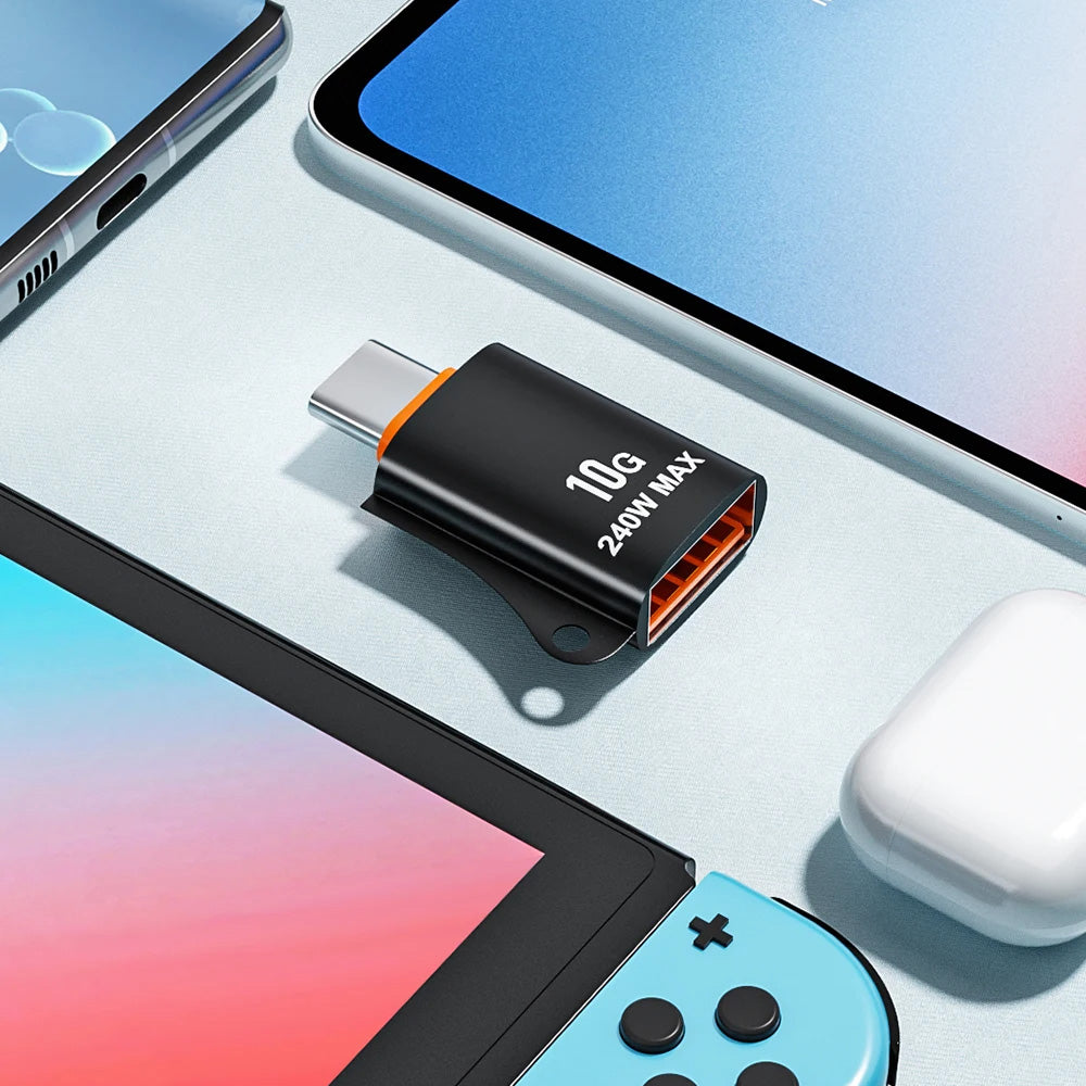 Adaptor OTG USB-C - USB-A Techsuit A1 HyperPort, Čierno Oranžový