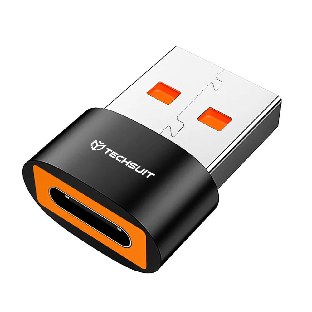 Adaptér na dáta a nabíjanie USB-C - USB-A Techsuit A4 HyperPort, čierno-oranžový