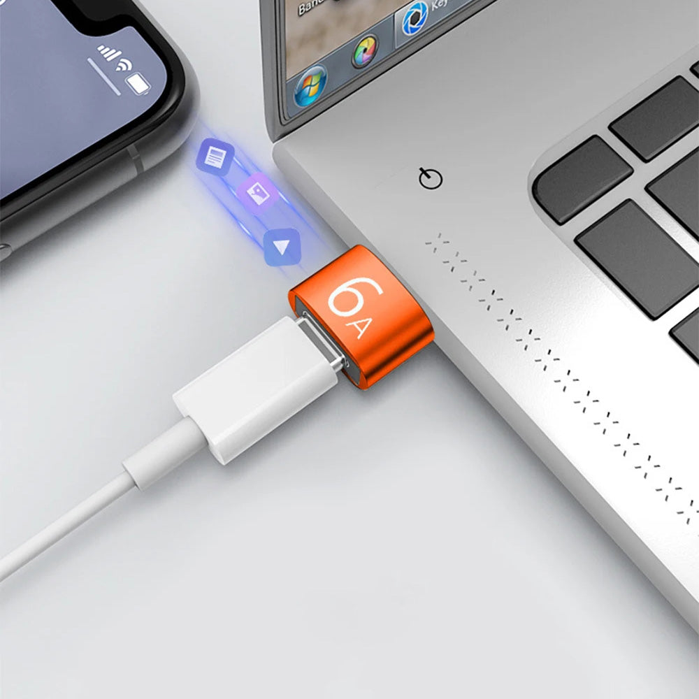 Adaptér na dáta a nabíjanie USB-C - USB-A Techsuit A4 HyperPort, čierno-oranžový