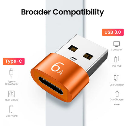 Adaptér na dáta a nabíjanie USB-C - USB-A Techsuit A4 HyperPort, čierno-oranžový