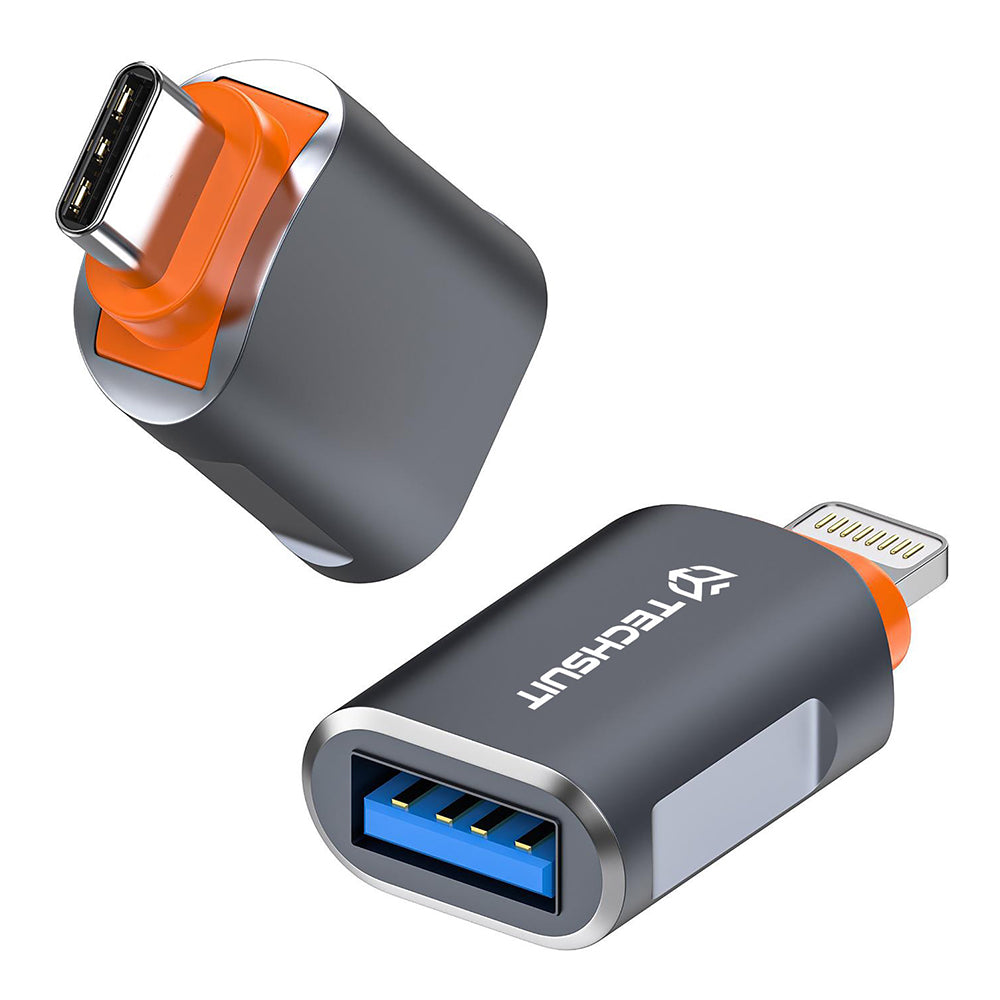 Adaptér OTG USB-C - USB-A Techsuit A9 SlateVolt, Sivý Oranžový