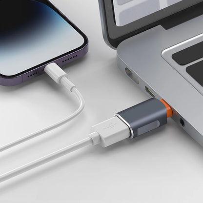 Adaptér OTG USB-C - USB-A Techsuit A9 SlateVolt, Sivý Oranžový