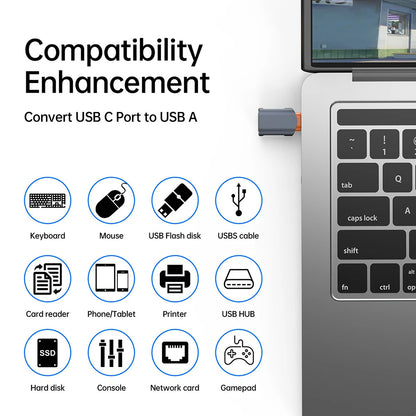 Adaptér OTG USB-C - USB-A Techsuit A9 SlateVolt, Sivý Oranžový