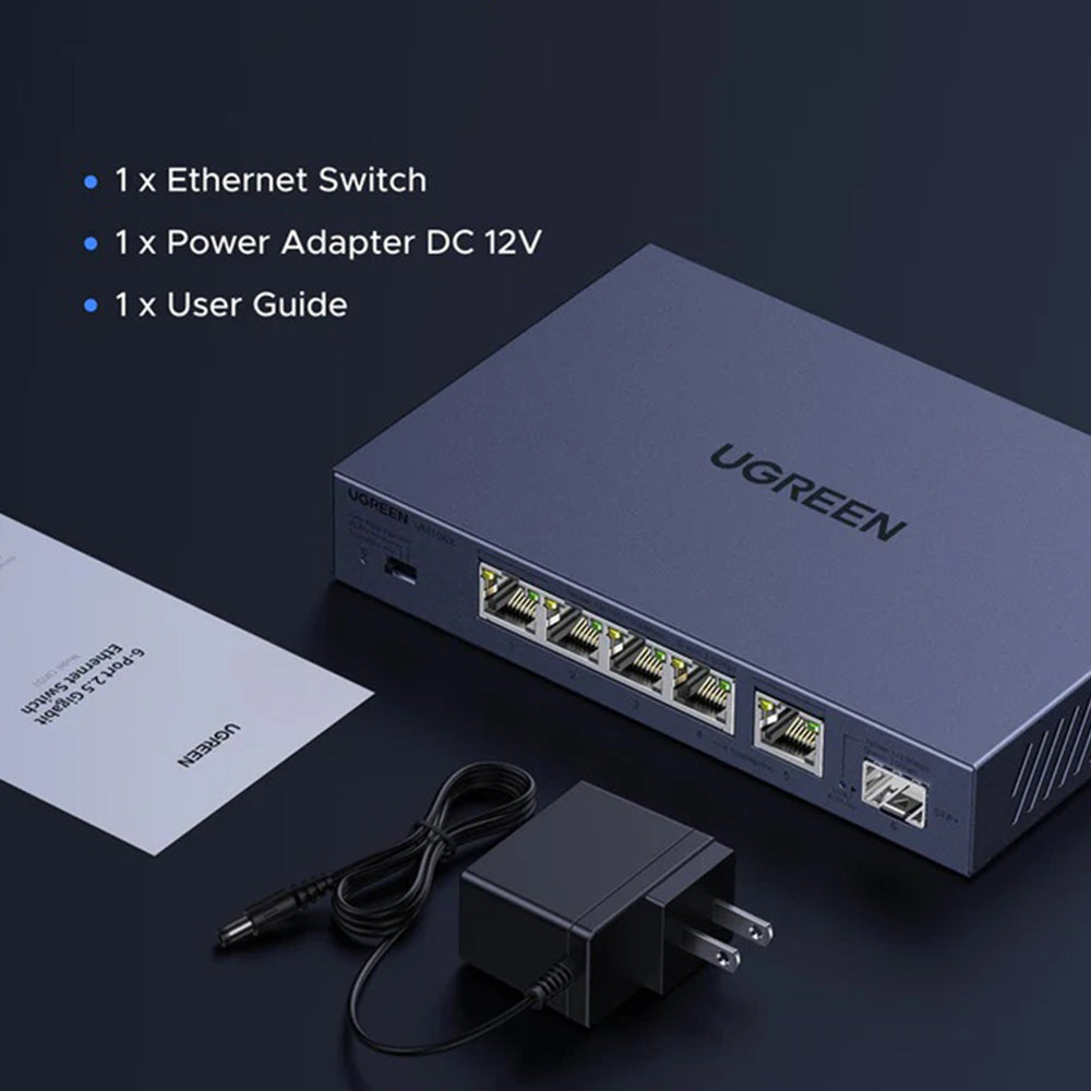 Sieťový prepínač UGREEN 35048EU, 5 x RJ45, sivý