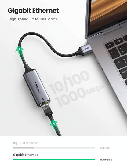 Sieťová karta UGREEN CM209, RJ45, USB, Sivá