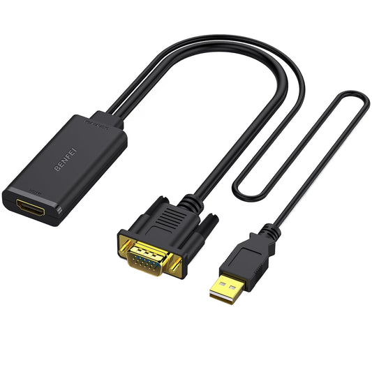 Video adaptér Benfei, VGA / USB-A - HDMI, 1080P, čierny