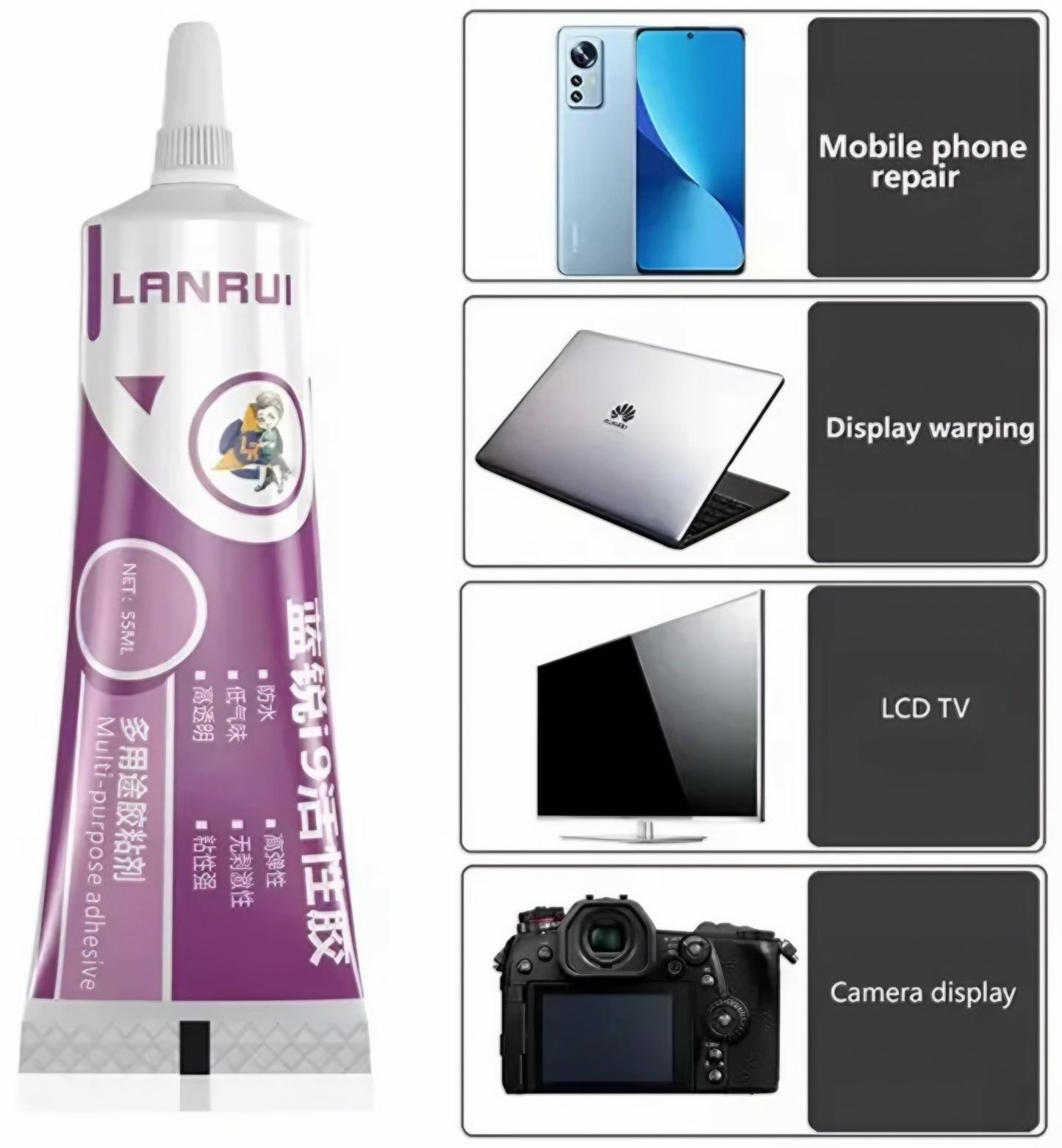 Tekuté lepidlo Lanrui I9, 55 ml, priehľadné