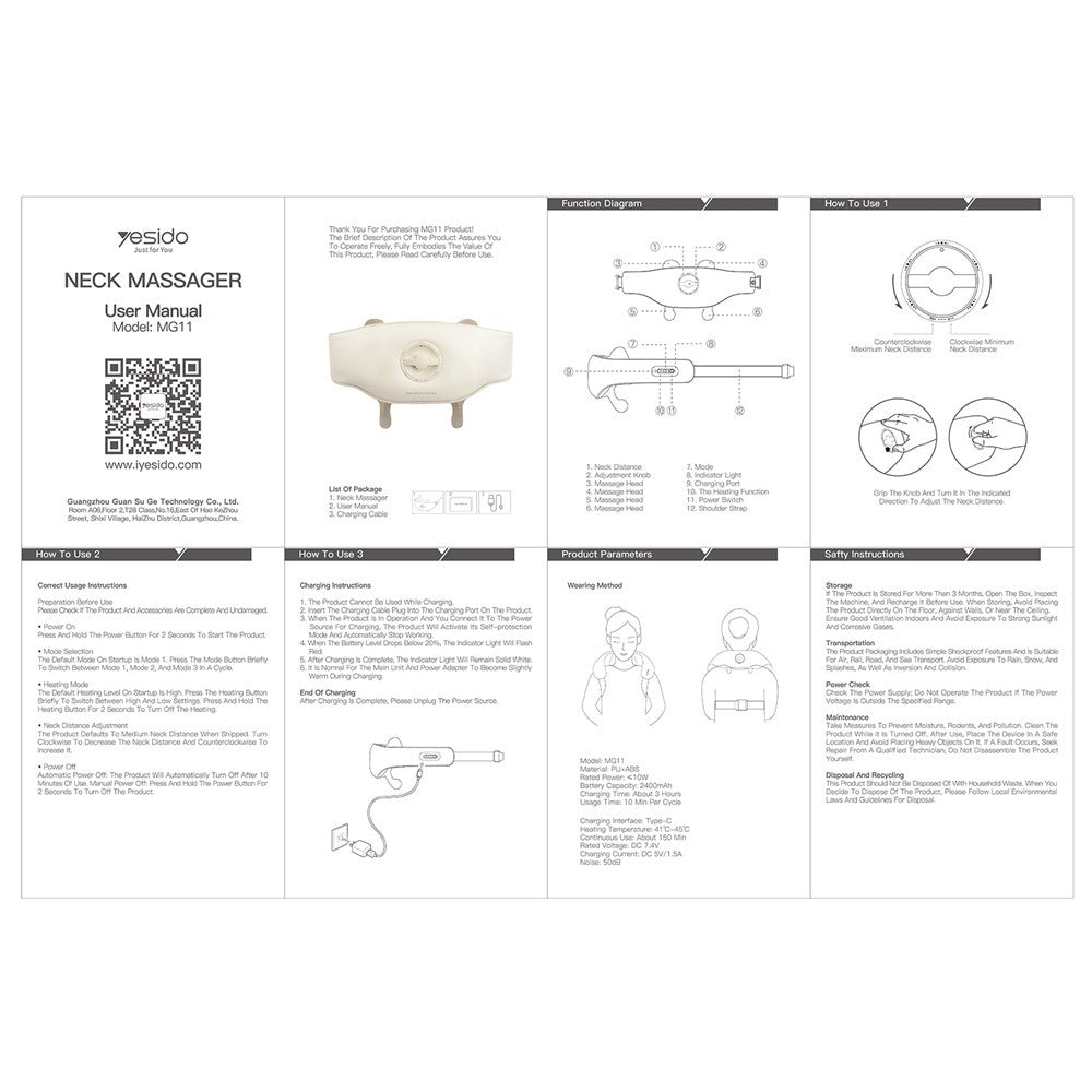 Masážny prístroj na krk Yesido MG11, Béžový