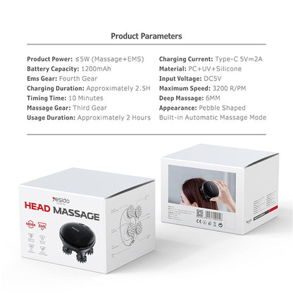 Masážny prístroj na pokožku hlavy Yesido MG04, čierny