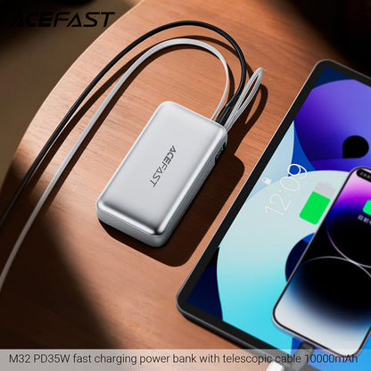 Externá batéria Acefast M32, 10000mAh, 35W, PD, 2 x USB-C, Strieborná
