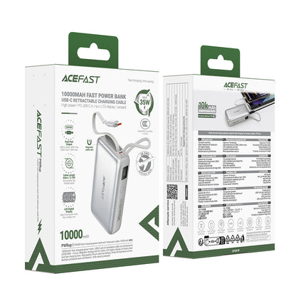 Externá batéria Acefast M32, 10000mAh, 35W, PD, 2 x USB-C, Strieborná