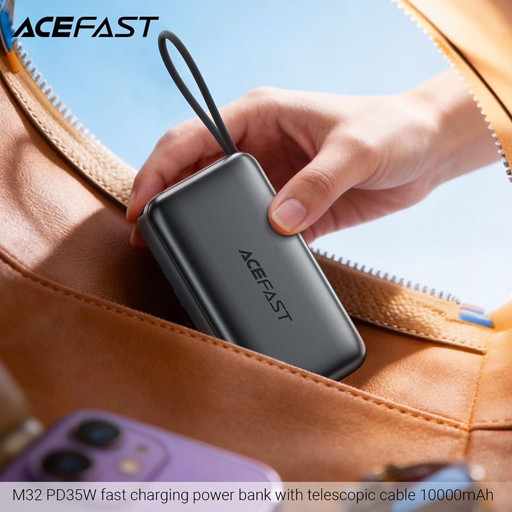 Externá batéria Acefast M32, 10000mAh, 35W, PD, 2 x USB-C, Sivá