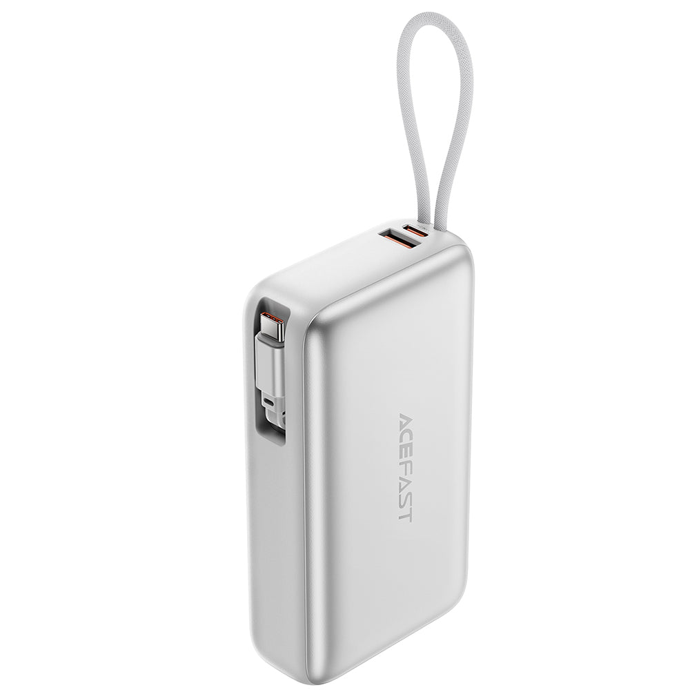 Externá batéria Acefast M34, 20000mAh, 45W, QC + PD, 1 x USB-A - 2 x USB-C, Strieborná