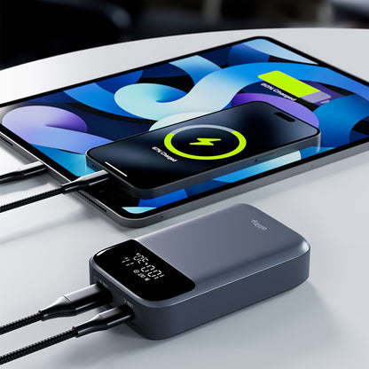 Externá batéria Allity. APB-200 PocketPower, 10000mAh, 33W, QC + PD, 1 x USB-A - 1 x USB-C, Sivá