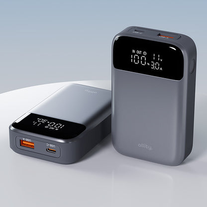 Externá batéria Allity. APB-200 PocketPower, 10000mAh, 33W, QC + PD, 1 x USB-A - 1 x USB-C, Sivá