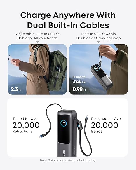 Externá batéria Anker, 25000mAh, 165W, QC + PD, 1 x USB-A - 3 x USB-C, Sivá A1695H11