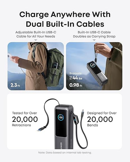 Externá batéria Anker, 25000mAh, 165W, QC + PD, 1 x USB-A - 3 x USB-C, Sivá A1695H11