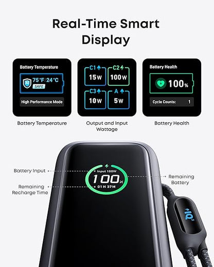 Externá batéria Anker, 25000mAh, 165W, QC + PD, 1 x USB-A - 3 x USB-C, Sivá A1695H11