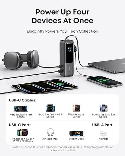 Externá batéria Anker, 25000mAh, 165W, QC + PD, 1 x USB-A - 3 x USB-C, Sivá A1695H11