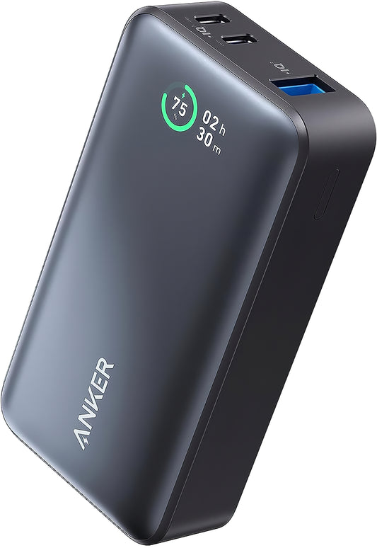 Externá batéria Anker 533, 10000 mAh, 30 W, QC + PD, 1 x USB-A - 2 x USB-C, čierna A1256G12