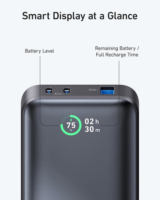 Externá batéria Anker 533, 10000 mAh, 30 W, QC + PD, 1 x USB-A - 2 x USB-C, čierna A1256G12