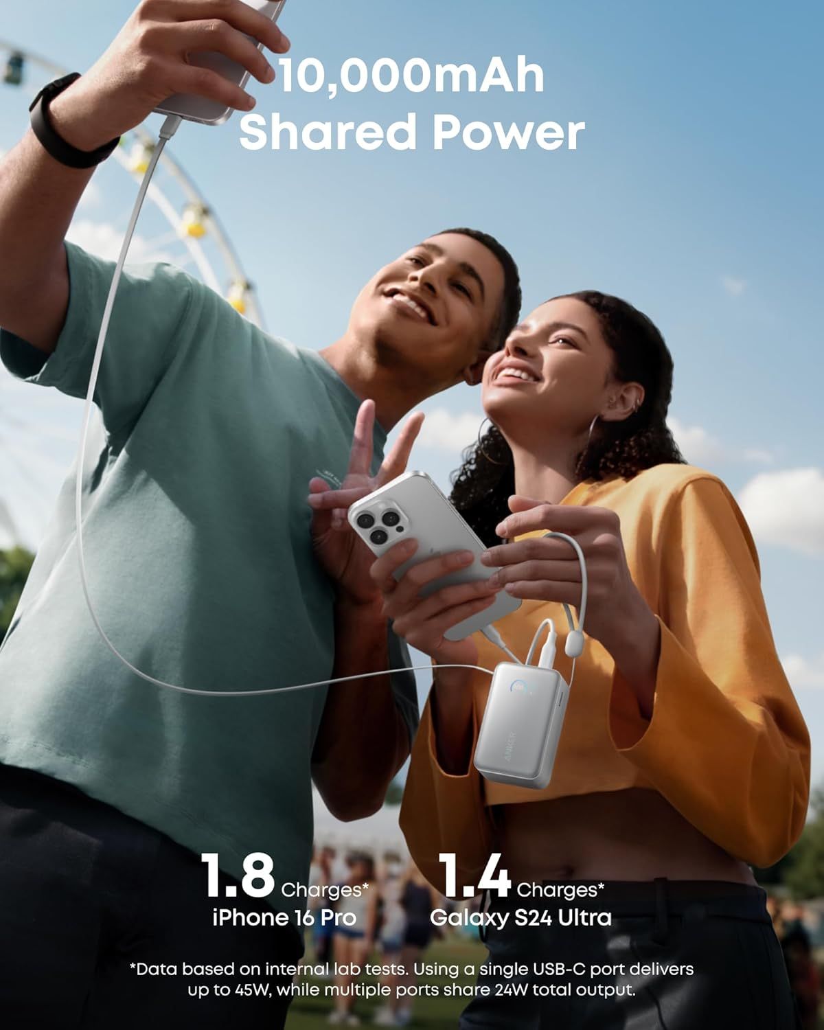 Externá batéria Anker Nano, 10000mAh, 45W, QC + PD, 1 x USB-A - 1 x USB-C, Biela A1638H21