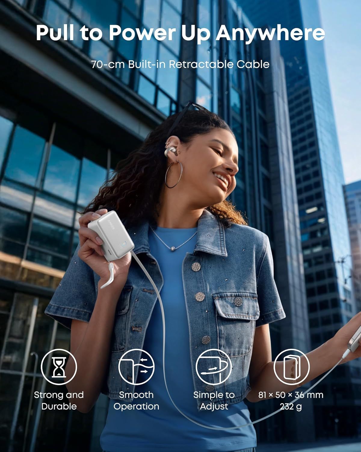 Externá batéria Anker Nano, 10000mAh, 45W, QC + PD, 1 x USB-A - 1 x USB-C, Biela A1638H21