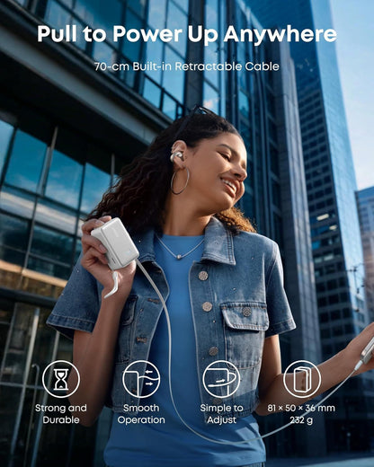 Externá batéria Anker Nano, 10000mAh, 45W, QC + PD, 1 x USB-A - 1 x USB-C, Biela A1638H21