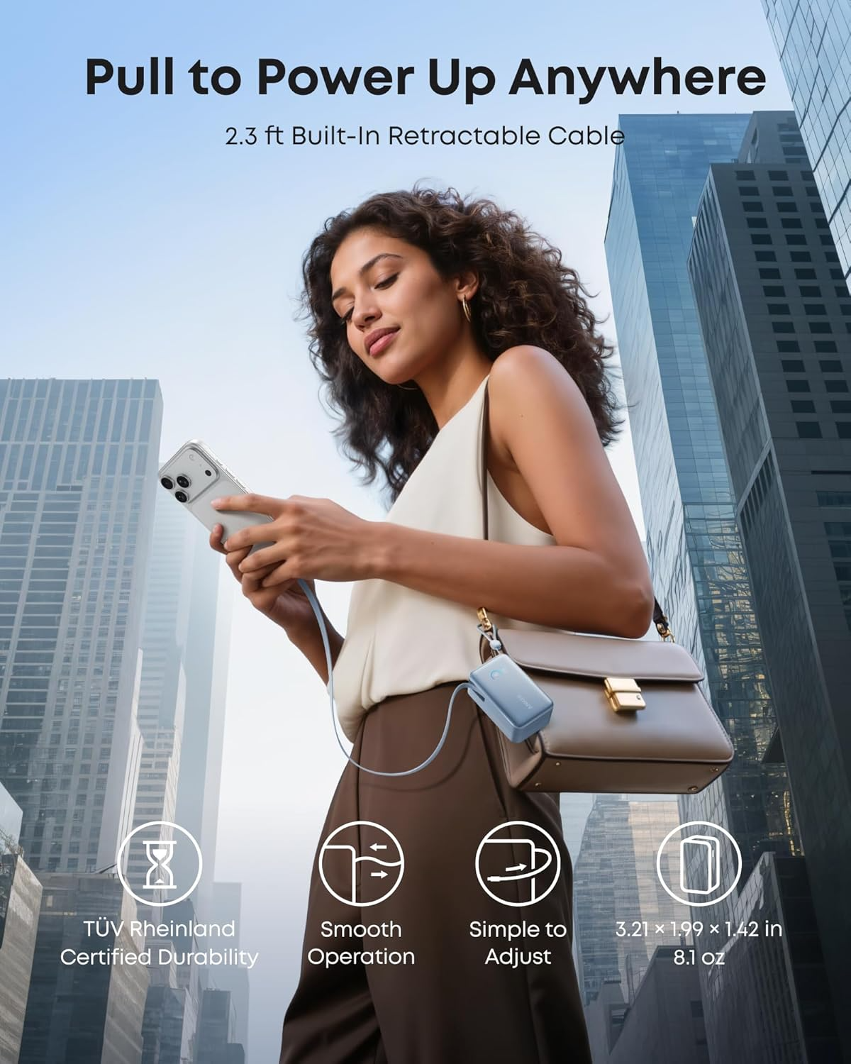 Externá batéria Anker Nano, 10000mAh, 45W, QC + PD, 1 x USB-A - 2 x USB-C, Modrá