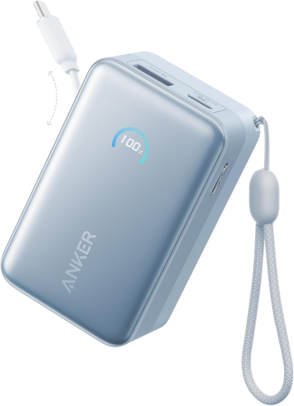 Externá batéria Anker Nano, 10000mAh, 45W, QC + PD, 1 x USB-A - 2 x USB-C, Modrá