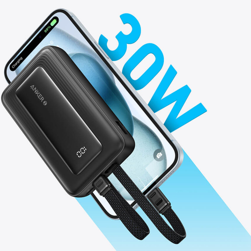 Externá batéria Anker PowerCore, 10000mAh, 30W, QC + PD, 1 x Lightning - 1 x USB-A - 2 x USB-C, Čierna A1680G11