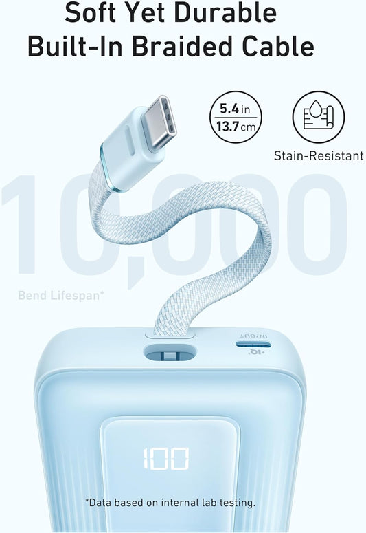 Externá batéria Anker Zolo, 10000mAh, 30W, QC + PD, 1 x USB-A - 2 x USB-C, Modrá A1688031