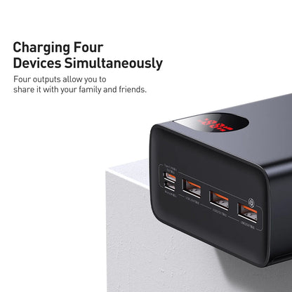 Externá batéria Baseus Adaman, 40000mAh, 22.5W, QC + PD, 1 x USB-C - 3 x USB-A, Čierna