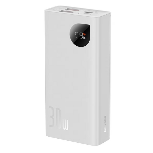 Externá batéria Baseus Adaman2, 10000mAh, 30W, QC + PD, 1 x USB-C - 2 x USB-A, Biela PPAD080002